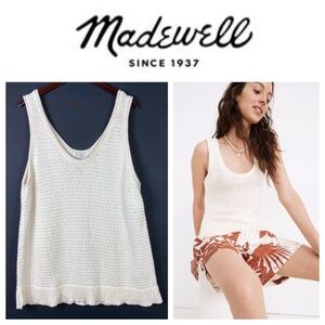 Madewell Fairview Sweater Tank Top Sz 3X 22 24 White Ivory Crochet Slvlss